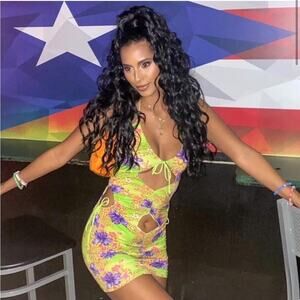 NWT I AM GIA Svana Cut Out Mini Dress in Hawaiian Print